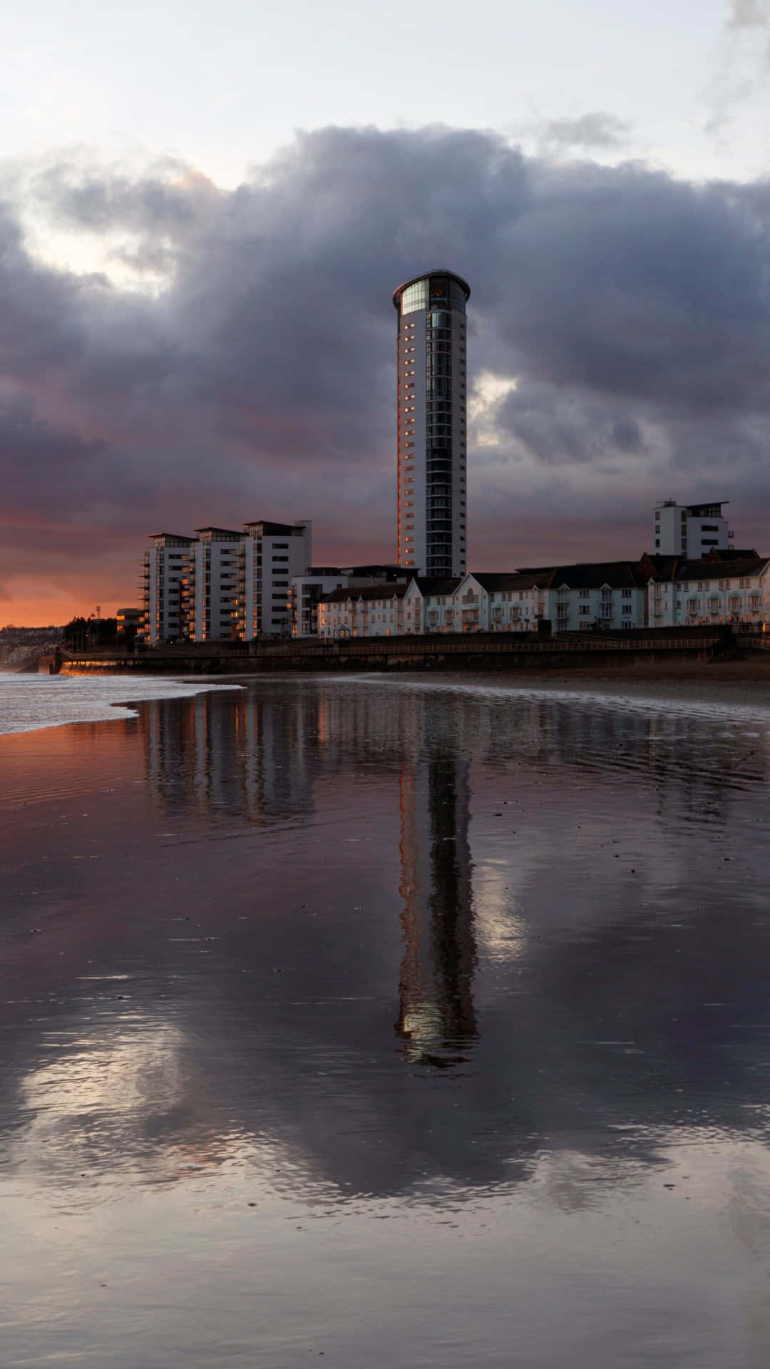 Swansea, sunset, skyline, Full HD Phone Wallpaper