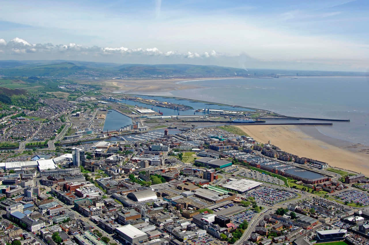 Swansea, cityscape, harbor docks, HD Desktop Wallpaper