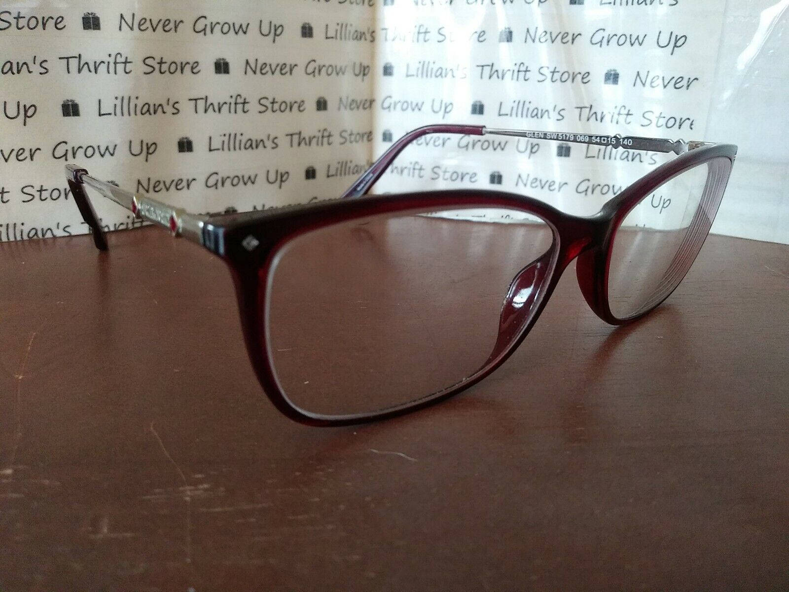 Swarovski, eyeglass red frames, maroon-framed glasses, HD Desktop Wallpaper