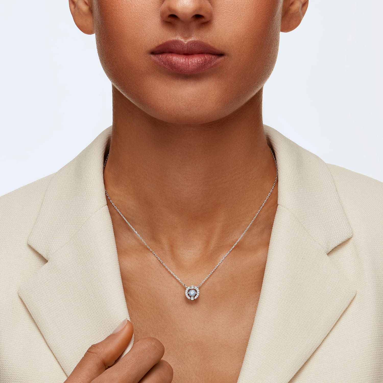 Swarovski, silver necklace, blue gemstone, HD Desktop Wallpaper
