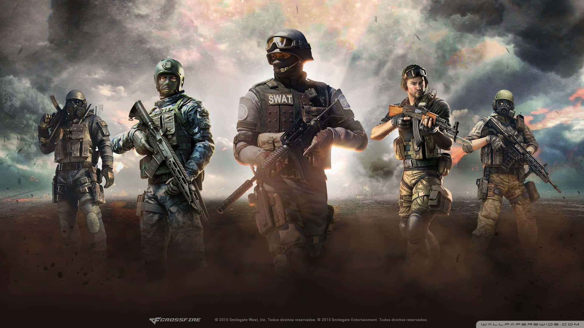 SWAT, tactical gear, dusty field, Full HD Desktop Wallpaper