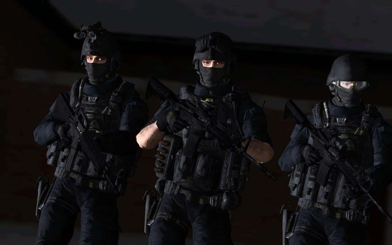 SWAT Team, midnight sky, tactical police officers, HD Desktop Wallpaper
