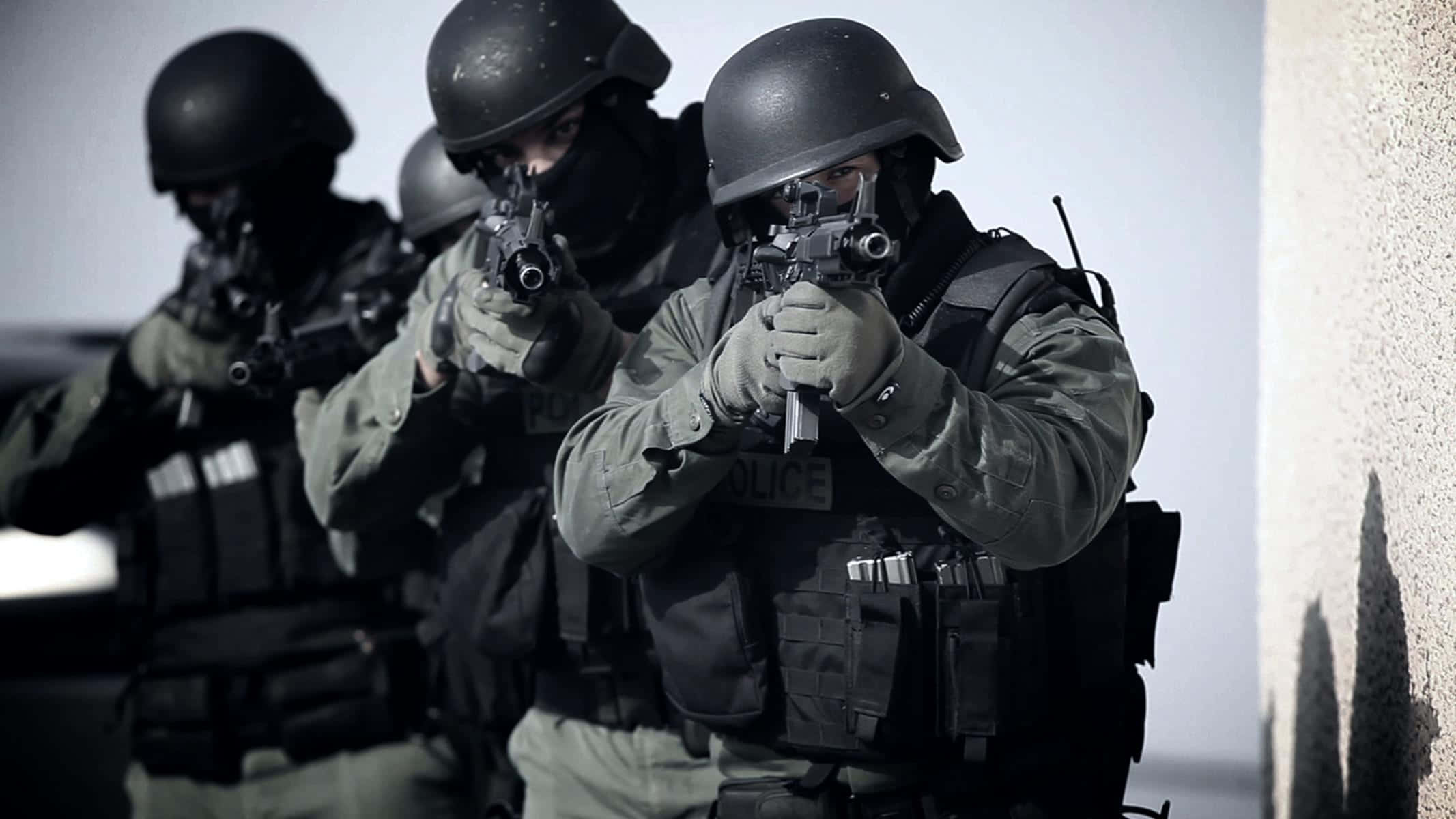 SWAT, police tactical officers, full gear, Full HD Desktop Wallpaper