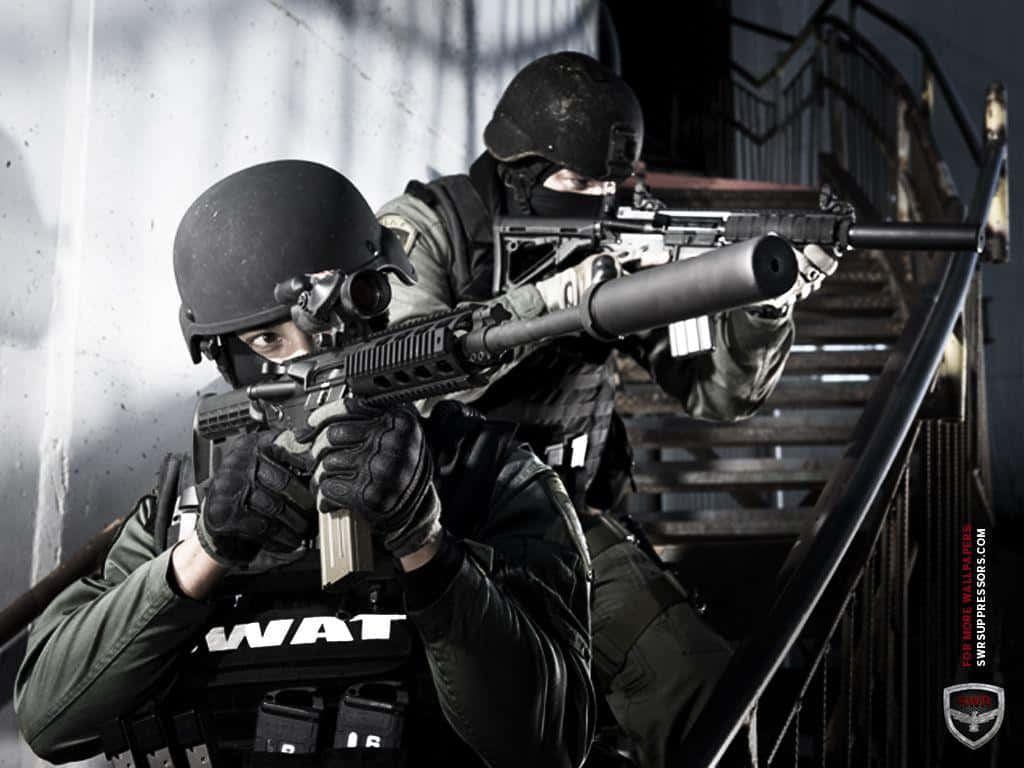 SWAT, tactical gear, rifles, SD Desktop Wallpaper