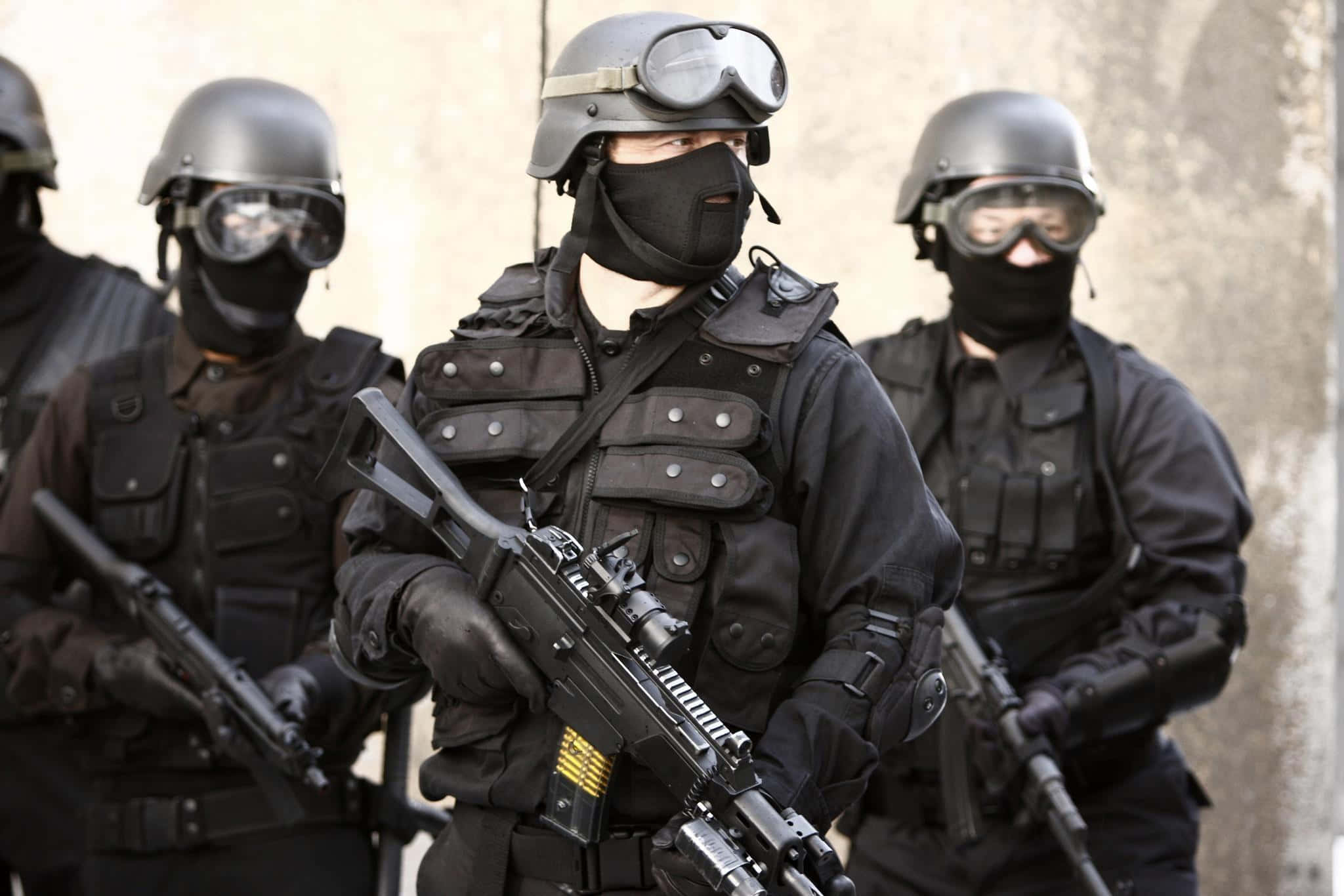 SWAT, black gear, masks, Full HD Desktop Wallpaper