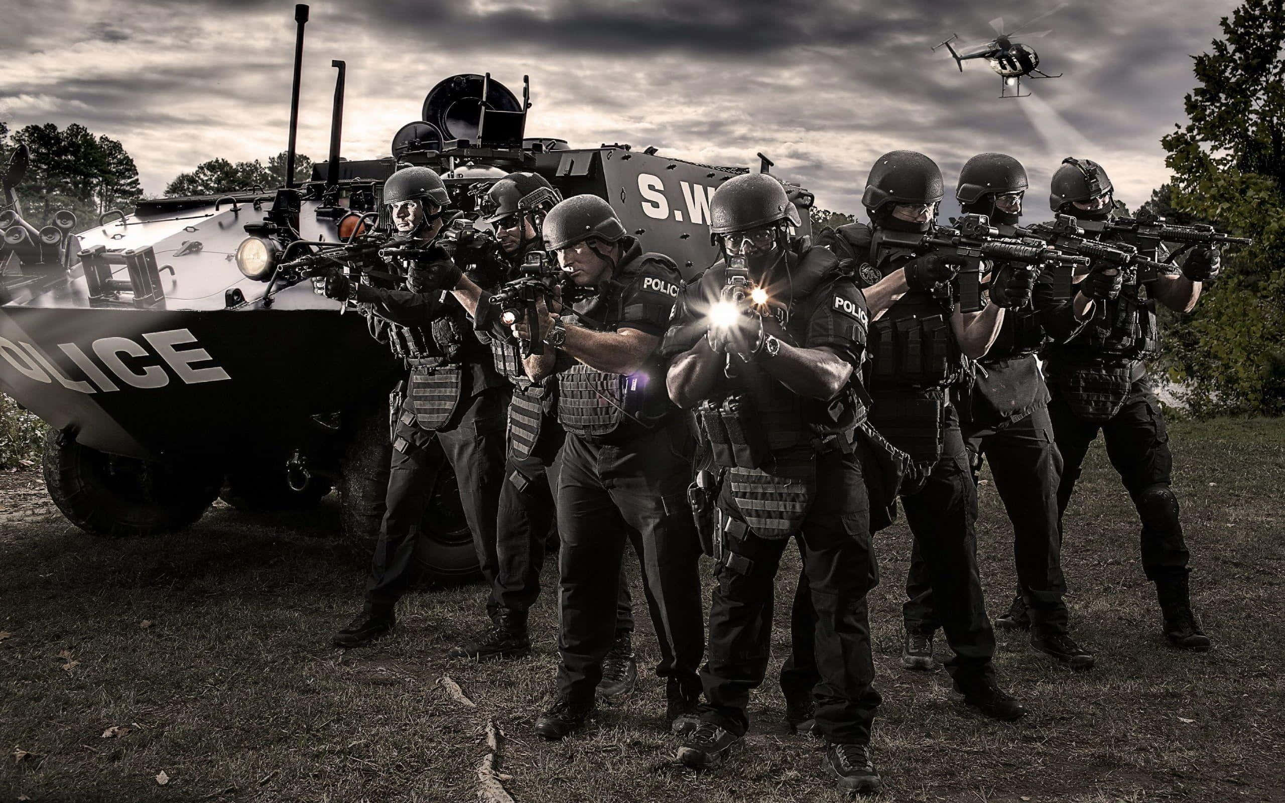 SWAT, tactical gear, armored police vehicle, 2K Desktop Wallpaper