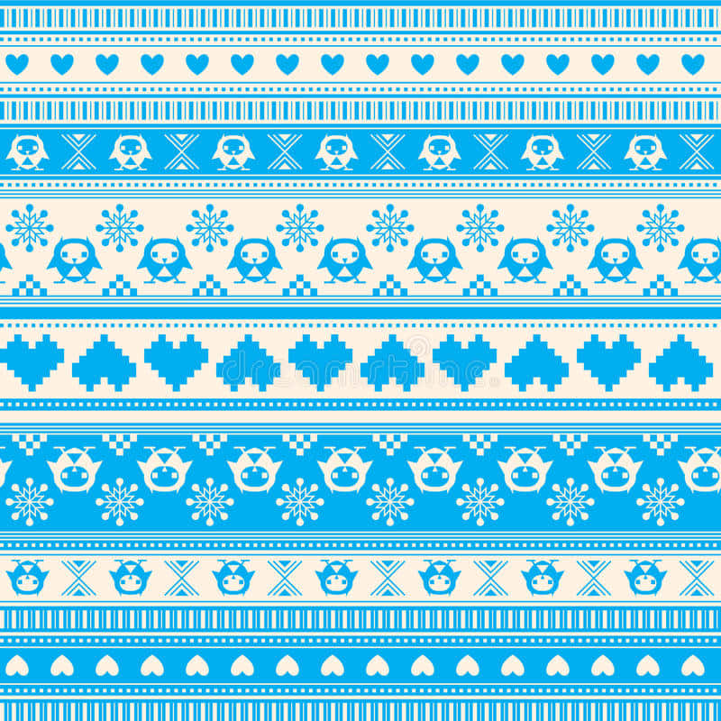 blue and cream stripes, snowflakes, hearts, SD Desktop Wallpaper