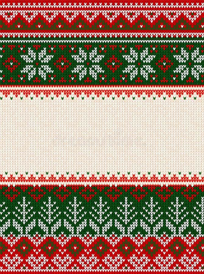 red white and green ugly sweater, geometric snowflake motifs, blank cream center, SD Phone Wallpaper
