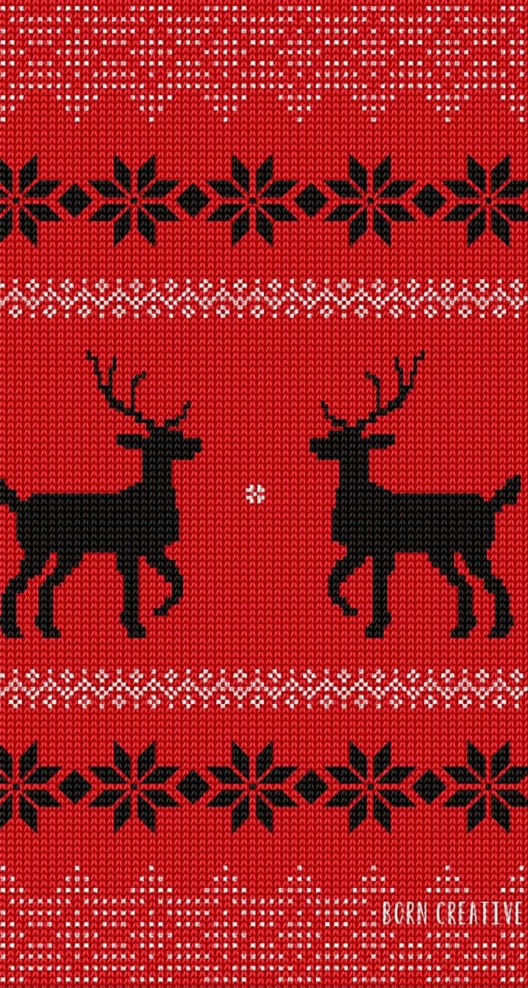 red knit sweater, black reindeer, snowflake motifs, HD Phone Wallpaper