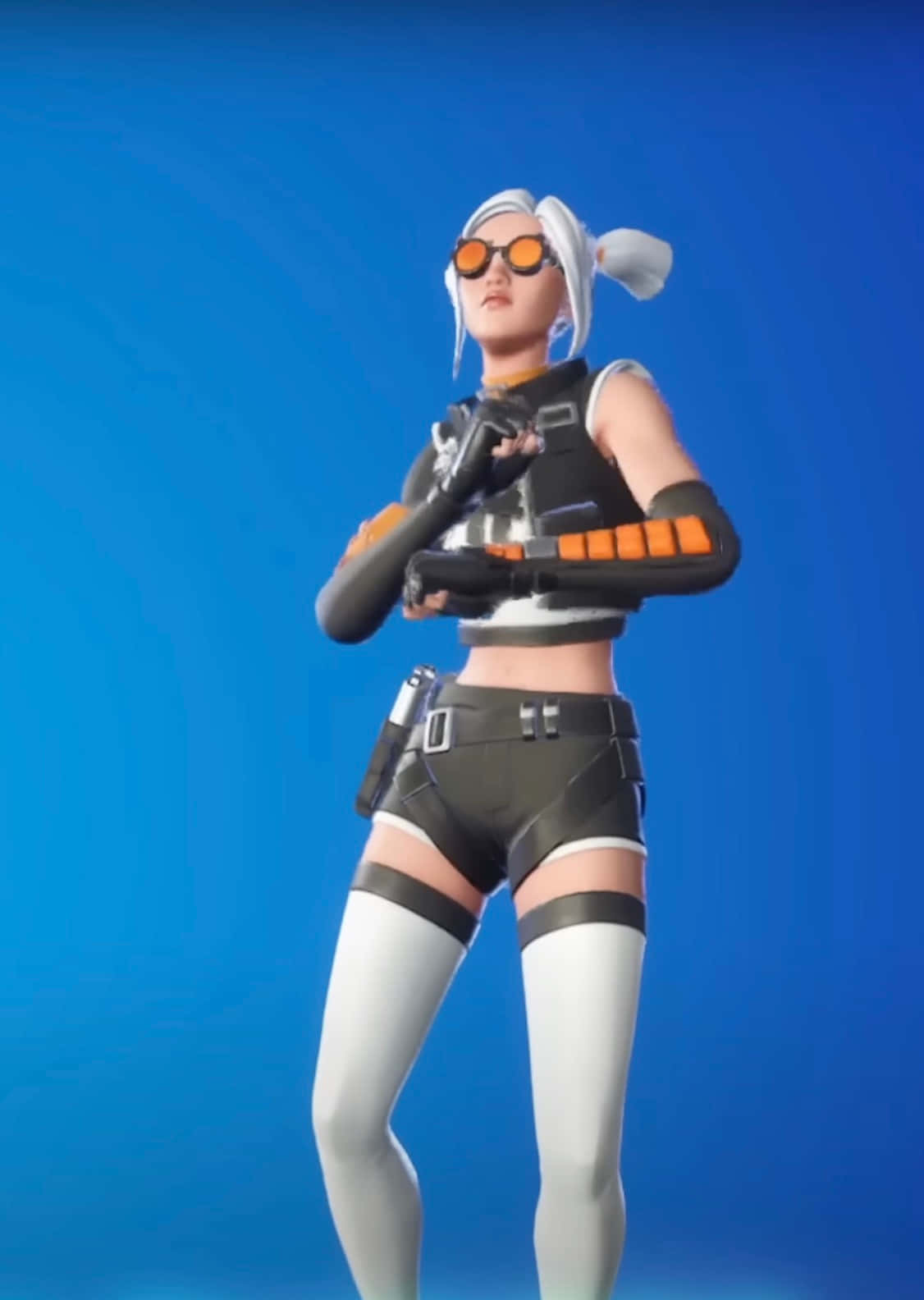 Fortnite character, white pigtails, orange goggles, HD Phone Wallpaper