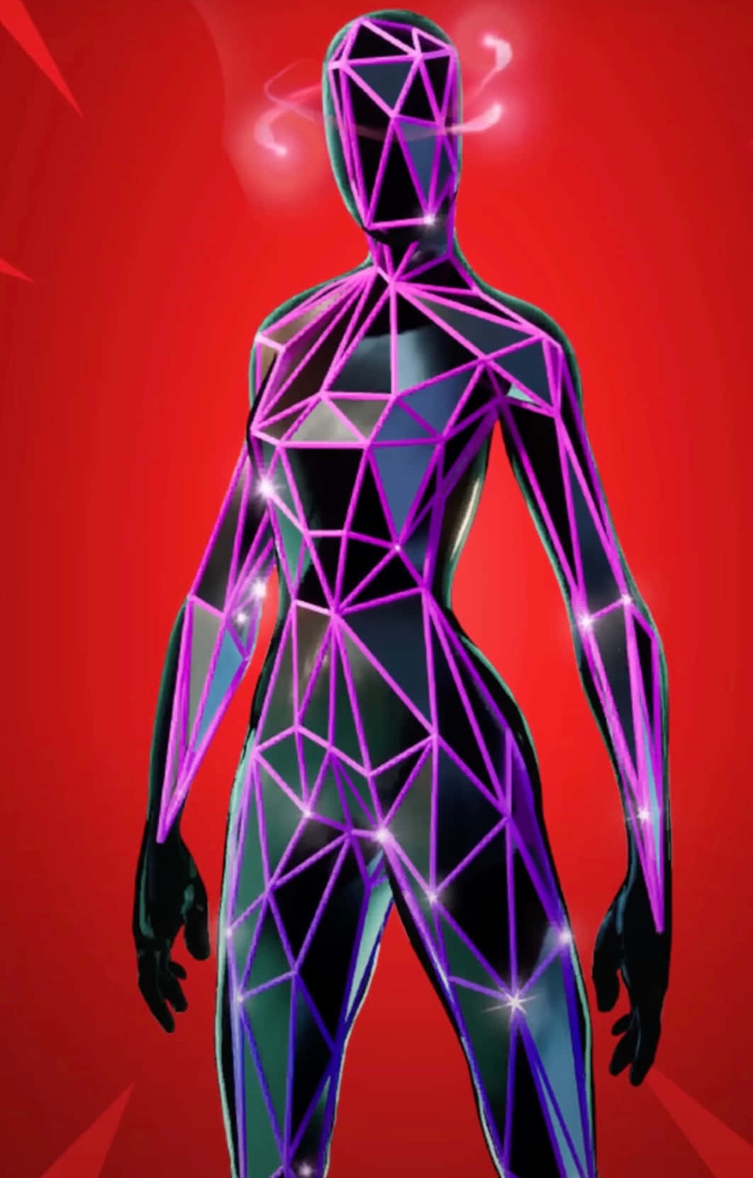 Fortnite, neon polygon skin, glowing purple, HD Phone Wallpaper
