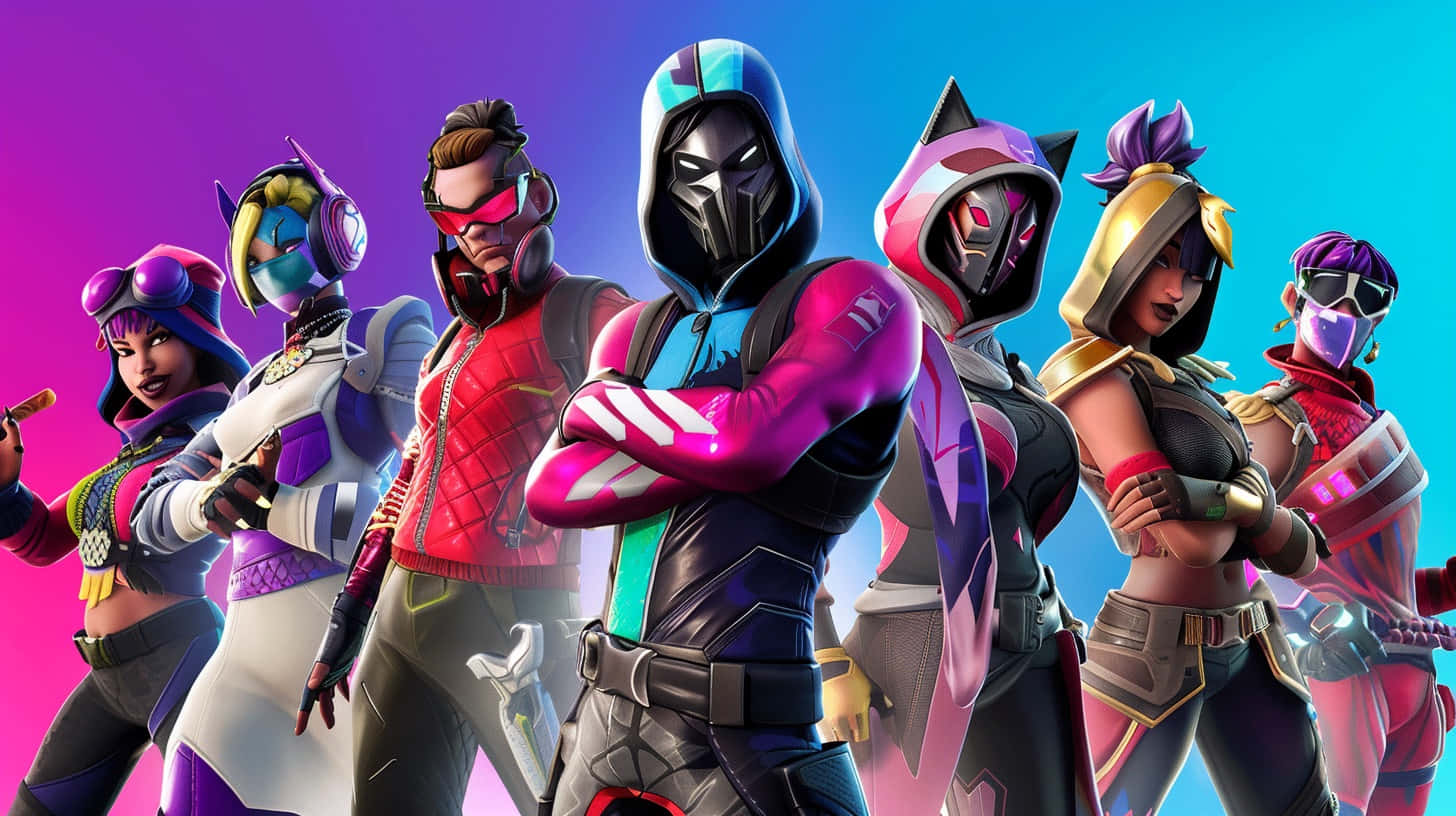 Fortnite, Fortnite characters, vibrant futuristic outfits, HD Desktop Wallpaper