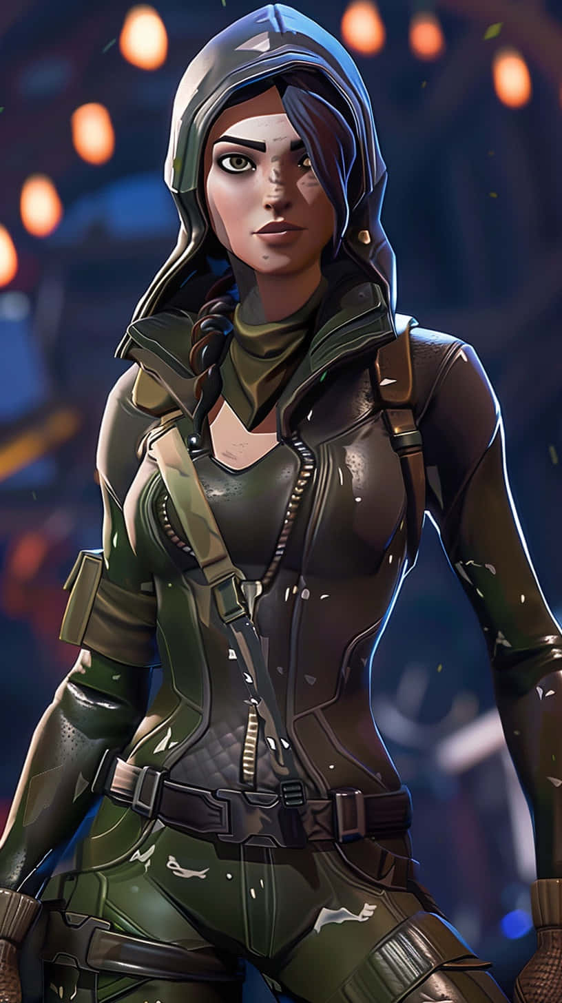Fortnite, female warrior, green tactical hooded outfit, HD Phone Wallpaper