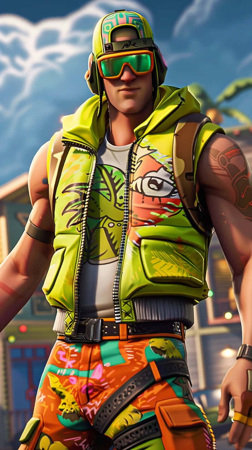 Fortnite Character, neon green vest, matching cap, HD Phone Wallpaper