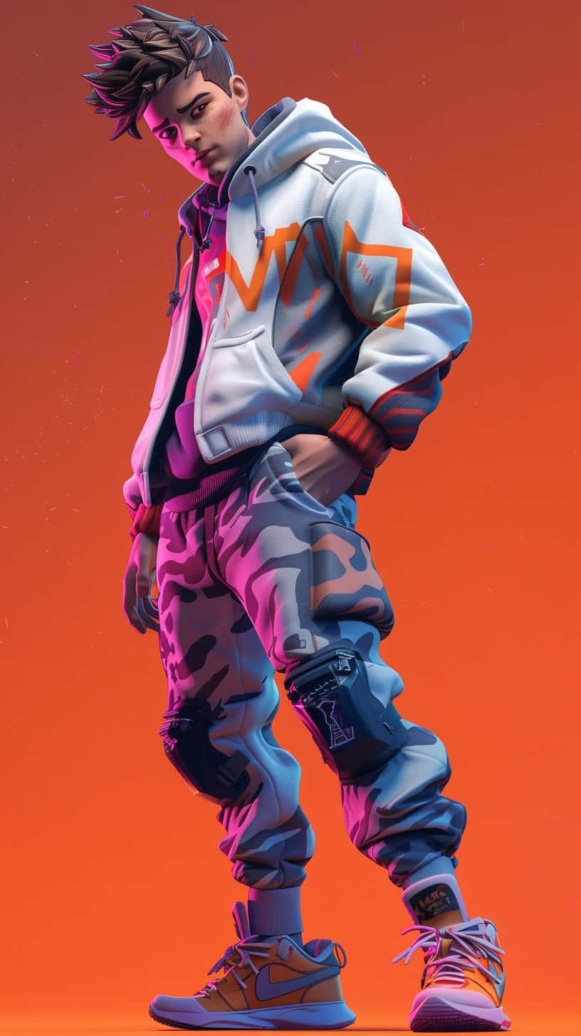 Fortnite, white hoodie, orange logo, HD Phone Wallpaper