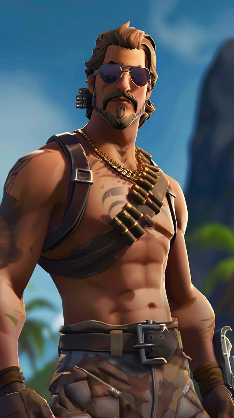 Fortnite, sunglasses, gold chain, HD Phone Wallpaper