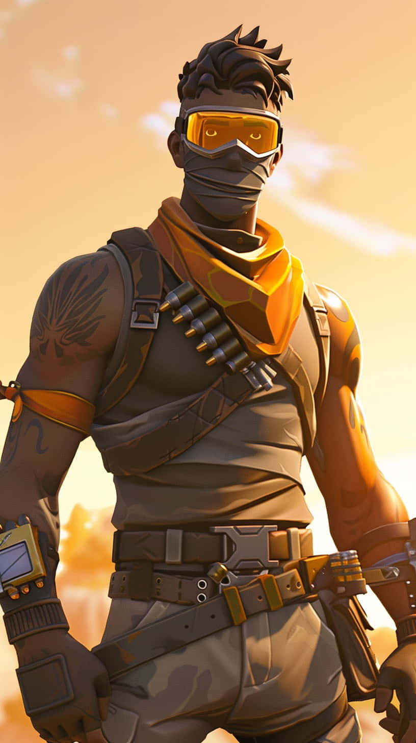 Fortnite, bandana warrior, desert sunset, HD Phone Wallpaper