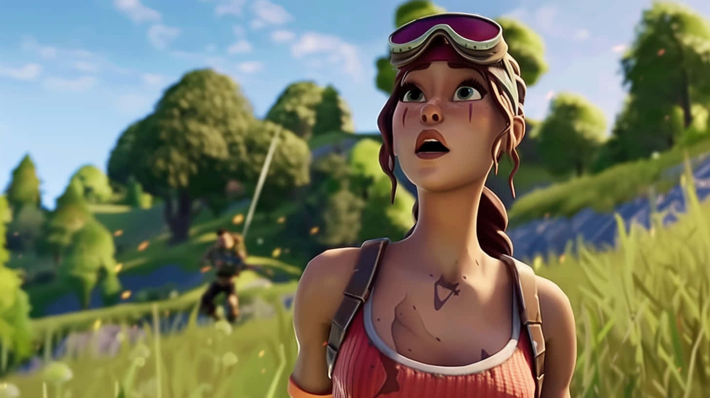 Fortnite Character, shocked expression, goggles on her head, HD Desktop Wallpaper