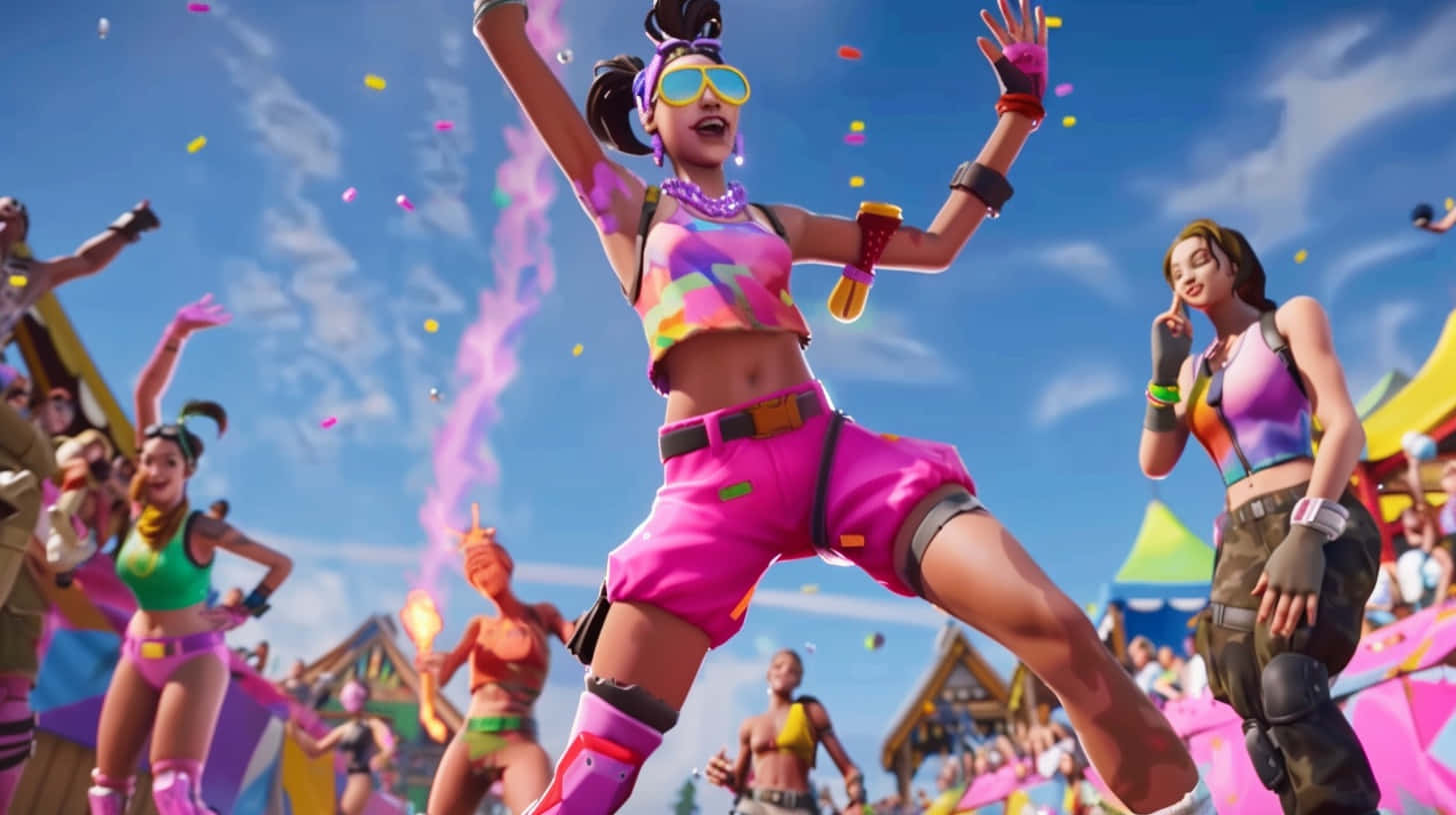 Fortnite, pink shorts, sunglasses, HD Desktop Wallpaper