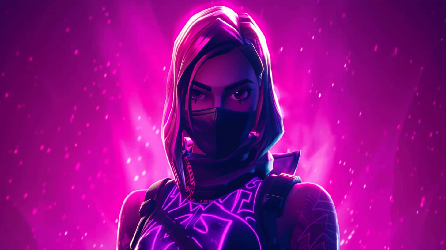 Fortnite, female ninja, glowing purple hair, HD Desktop Wallpaper