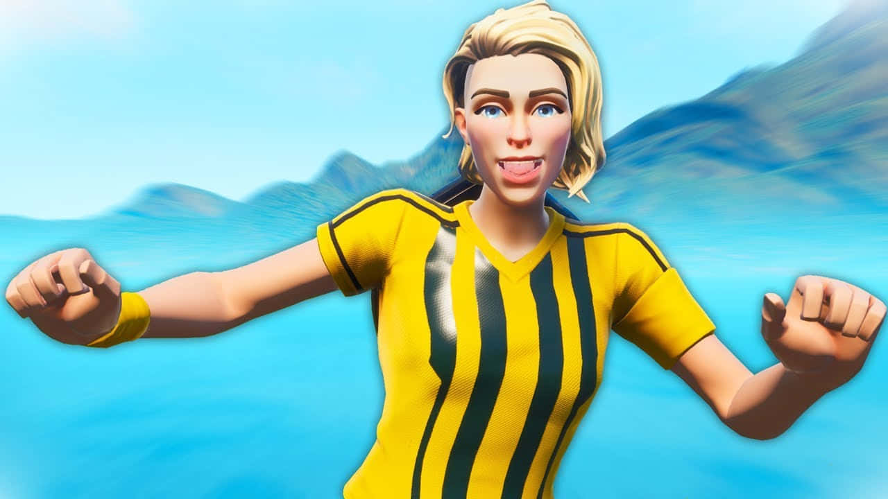 Sweaty Soccer Skin, yellow and black striped jersey, bright blue ocean, HD Desktop Wallpaper