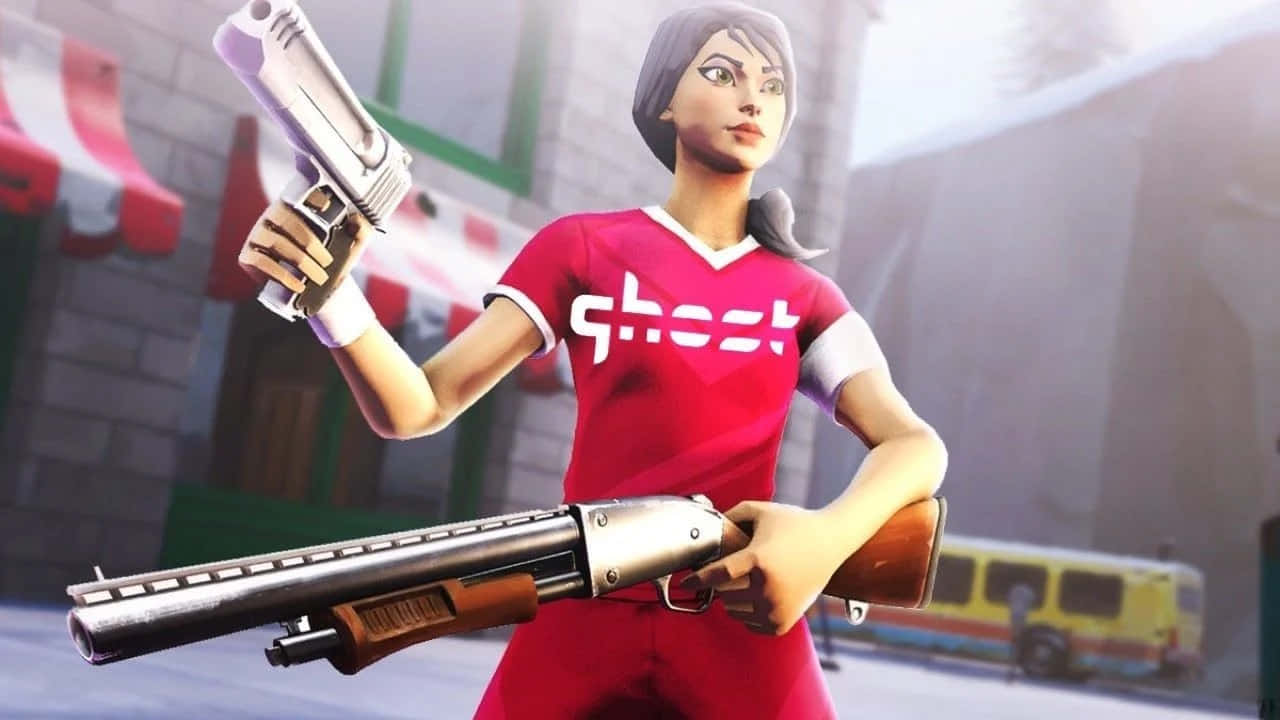 Sweaty Soccer Skin, red ghost jersey, pistol, HD Desktop Wallpaper