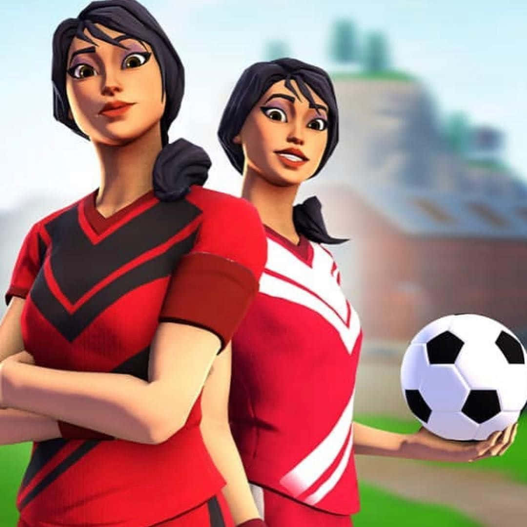 sweaty soccer skin, animated female soccer players, red uniforms, SD Desktop Wallpaper