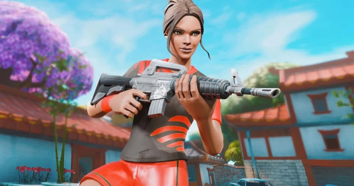sweaty soccer skin, female gamer, red outfit, SD Desktop Wallpaper