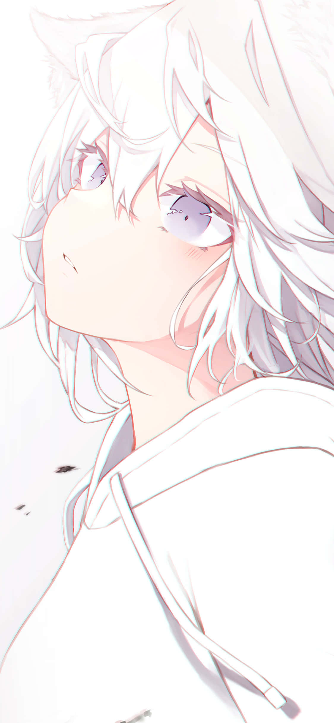 Sweet Anime, white hair, purple eyes, Full HD Phone Wallpaper