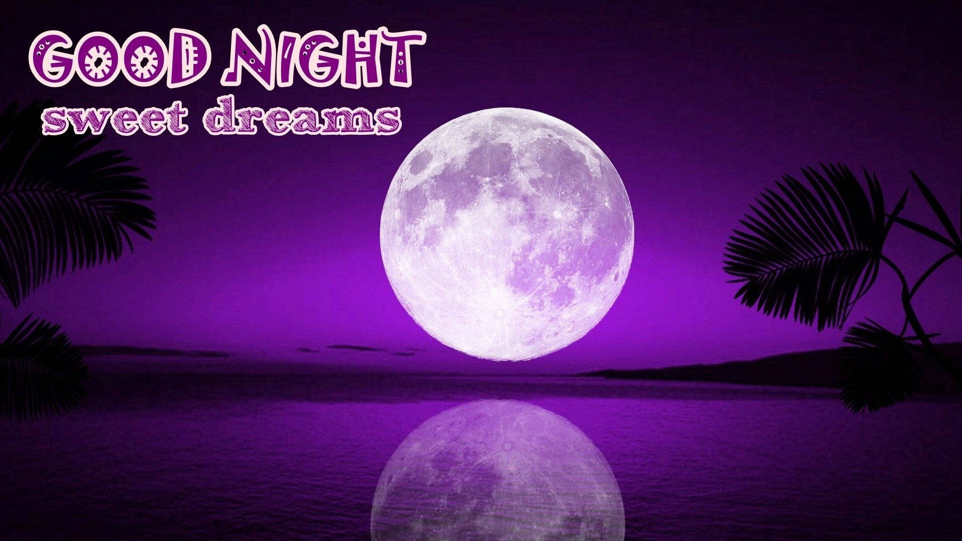 Sweet Dreams, purple sky, glowing moon, Full HD Desktop Wallpaper