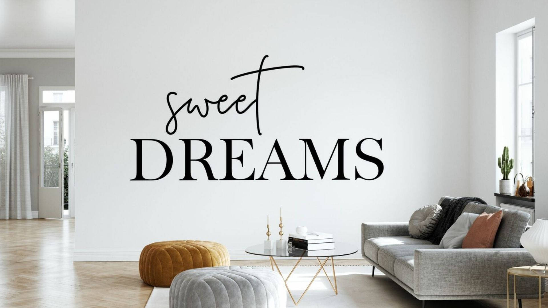 sweet dreams, wall decal, elegant script, Full HD Desktop Wallpaper