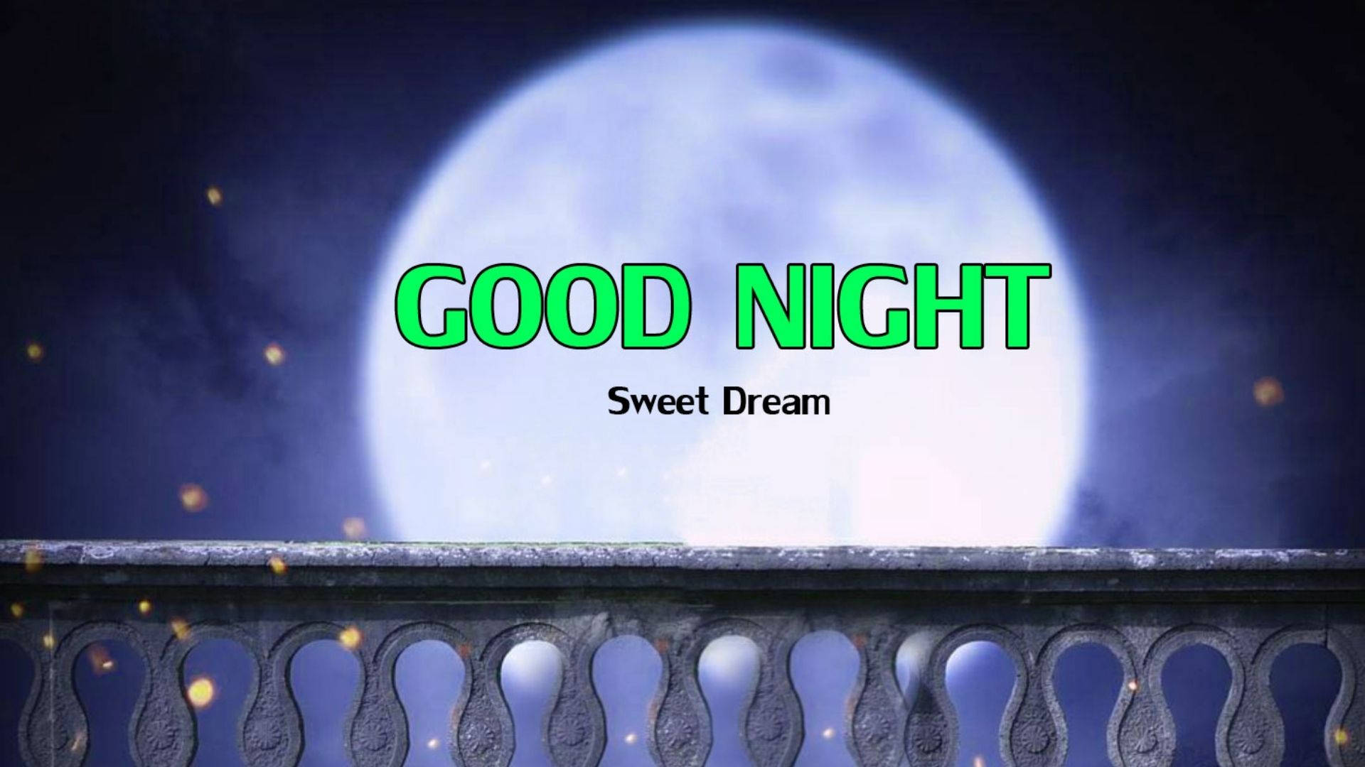 Sweet Dreams, balcony, glowing full moon, Full HD Desktop Wallpaper