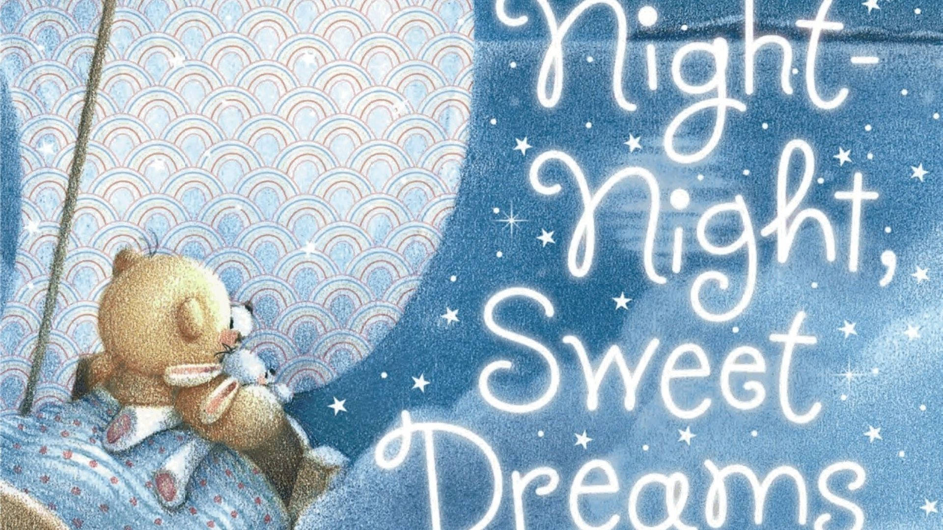 Sweet Dreams, teddy bear, plush rabbit, Full HD Desktop Wallpaper