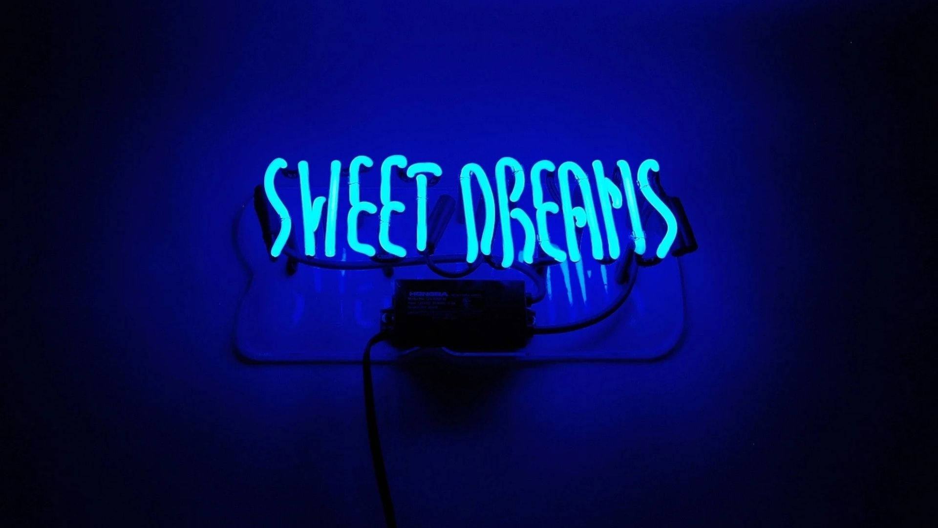 Sweet Dreams, blue neon sign, glowing, Full HD Desktop Wallpaper