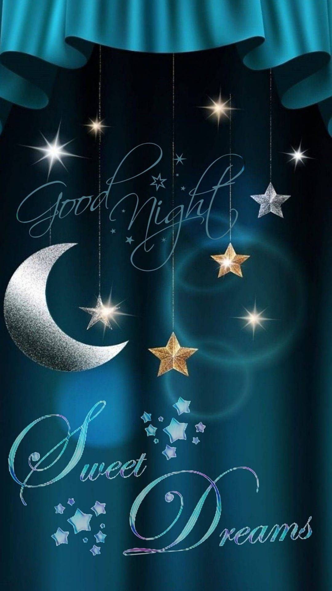 Sweet Dreams, crescent moon, sparkling stars, Full HD Phone Wallpaper