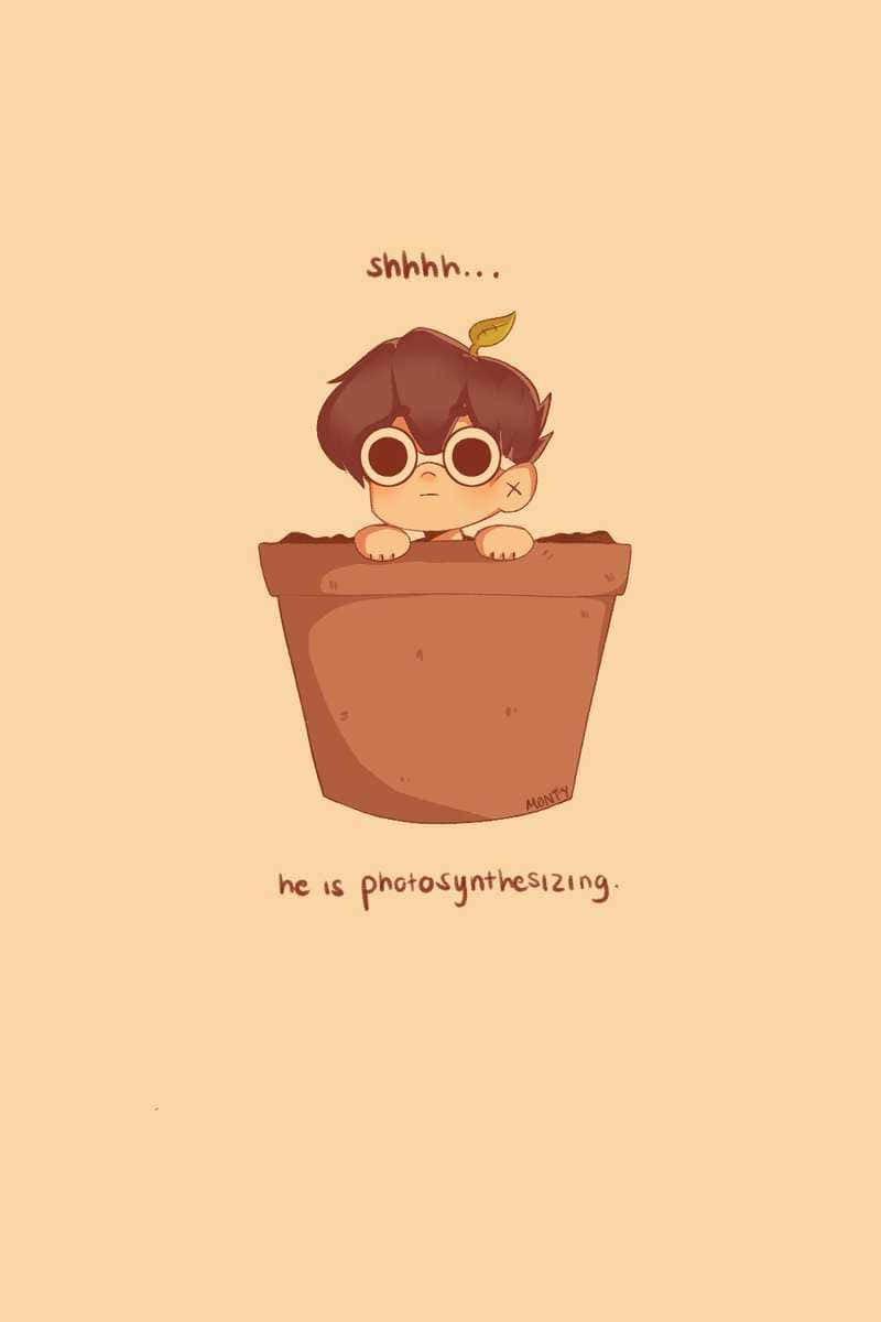 Dream Aesthetic, potted plant boy, anime boy, SD Phone Wallpaper