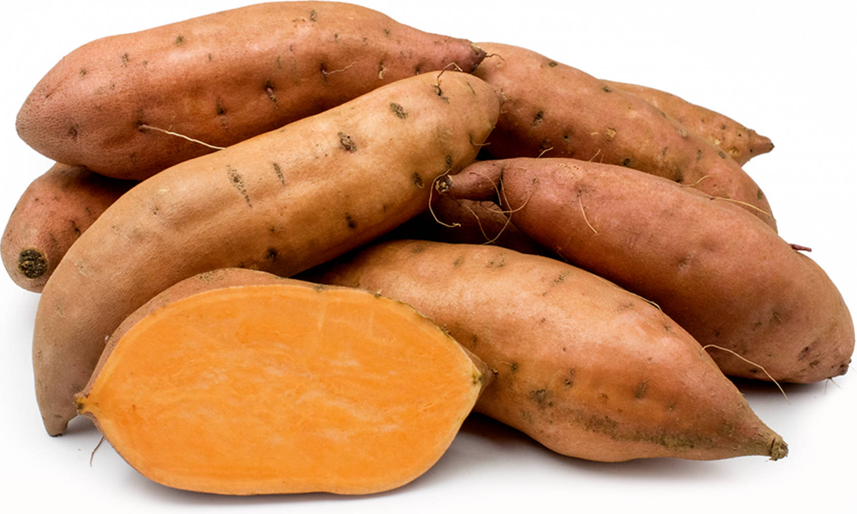 sweet potato, vibrant orange flesh, clean white background, HD Desktop Wallpaper