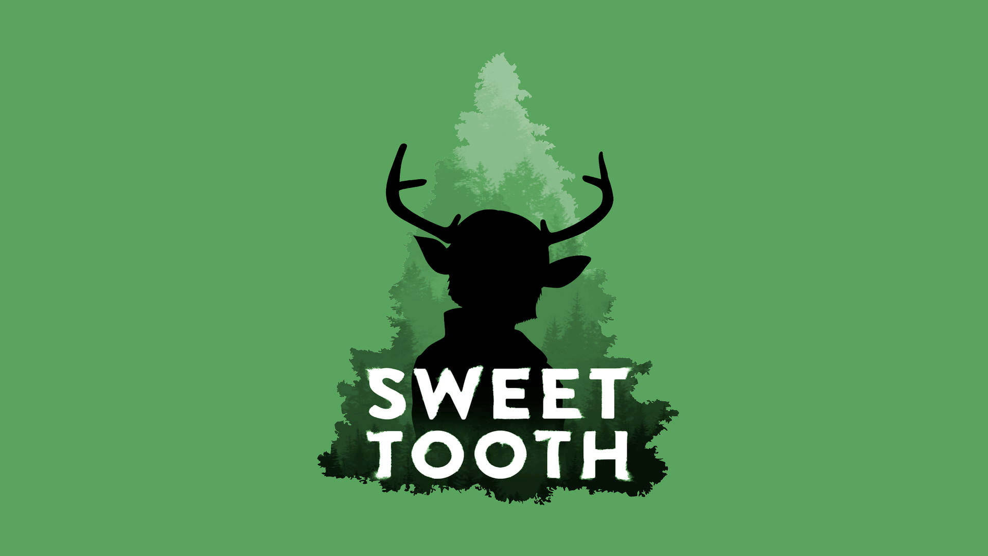 Sweet Tooth, black deer silhouette, antlers, Full HD Desktop Wallpaper