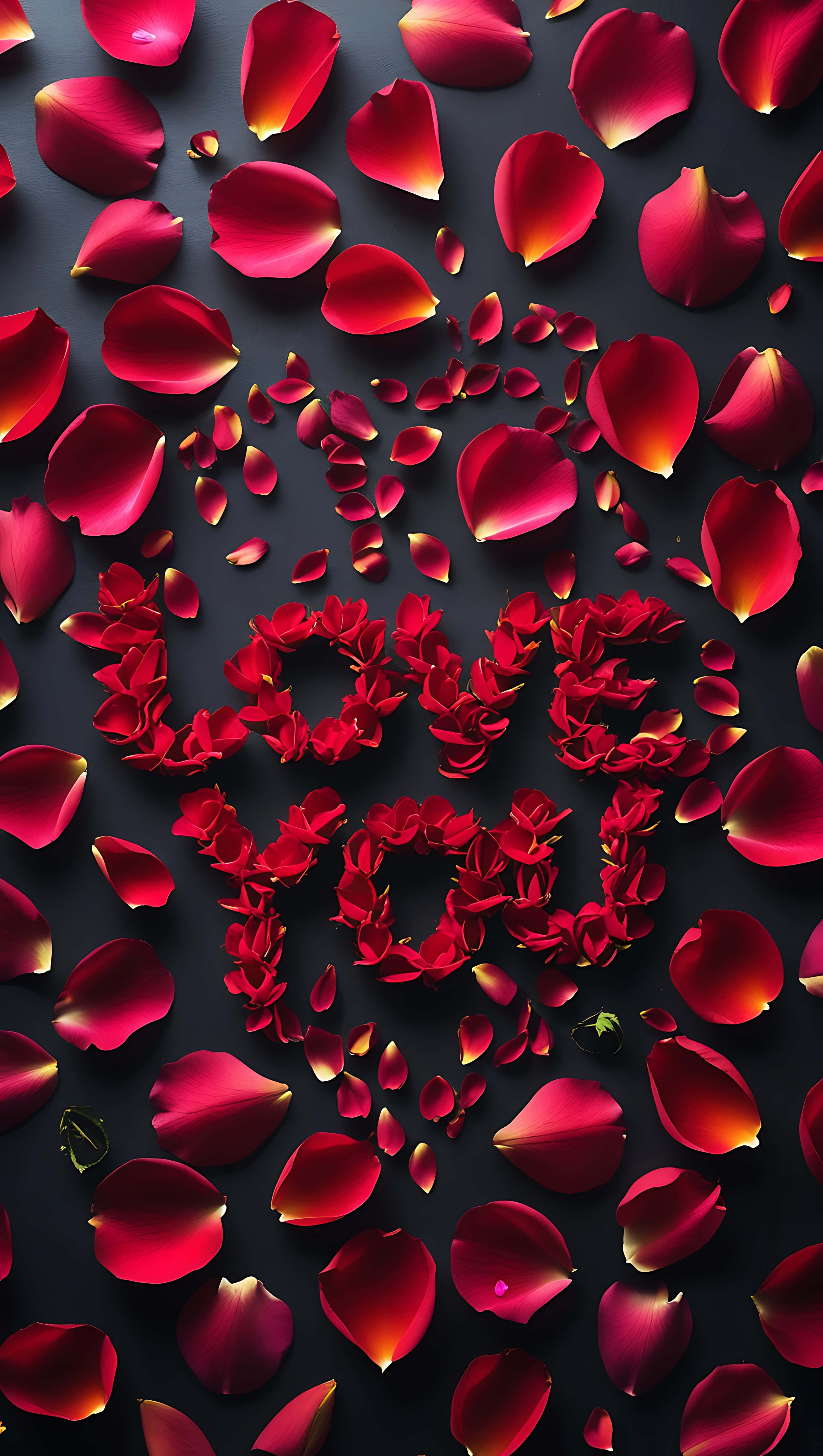 rose petals, love you, vibrant red, 5K Phone Wallpaper
