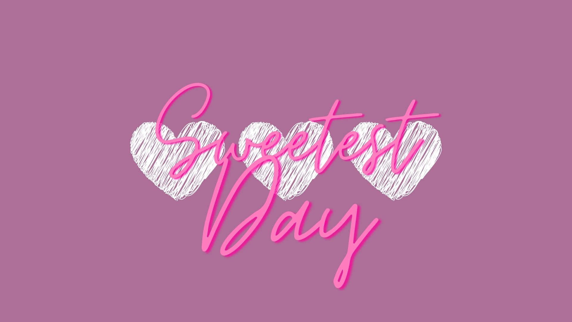 Sweetest Day, pink cursive text, white sketched hearts, Full HD Desktop Wallpaper