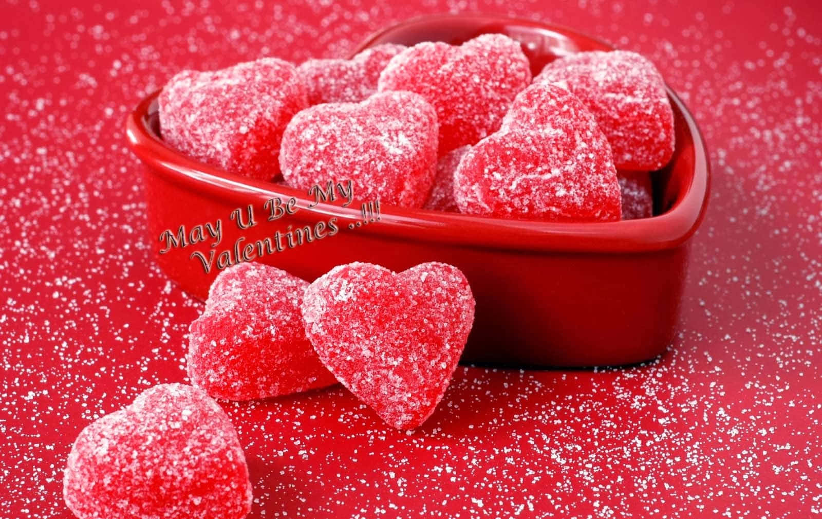 Sweetest Day, candy hearts, red heart-shaped bowl, HD Desktop Wallpaper