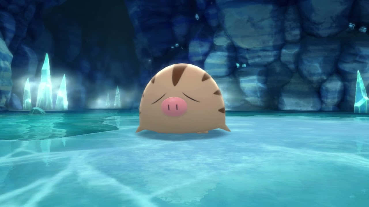 Swinub, icy cave, glowing blue, HD Desktop Wallpaper