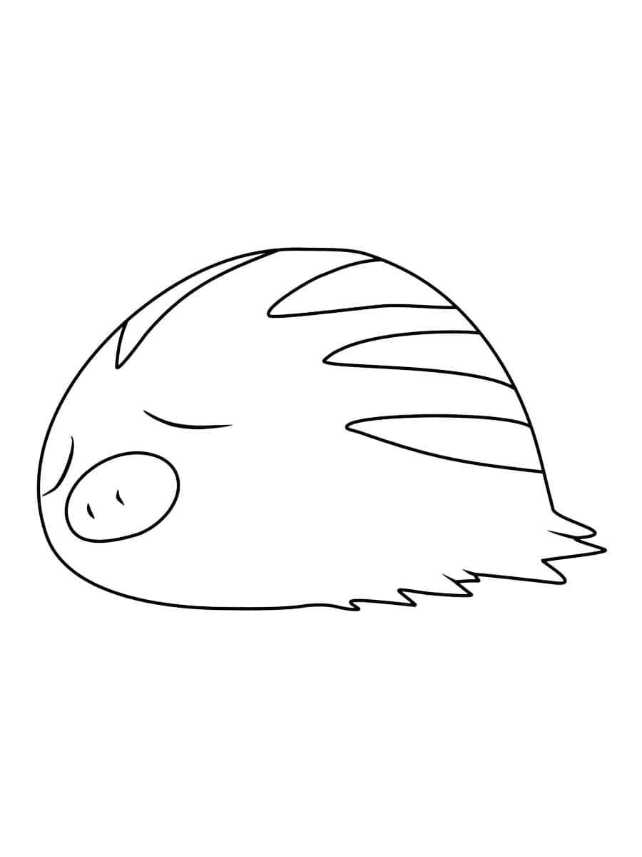 Swinub, black and white line drawing, sleeping hedgehog, SD Phone Wallpaper