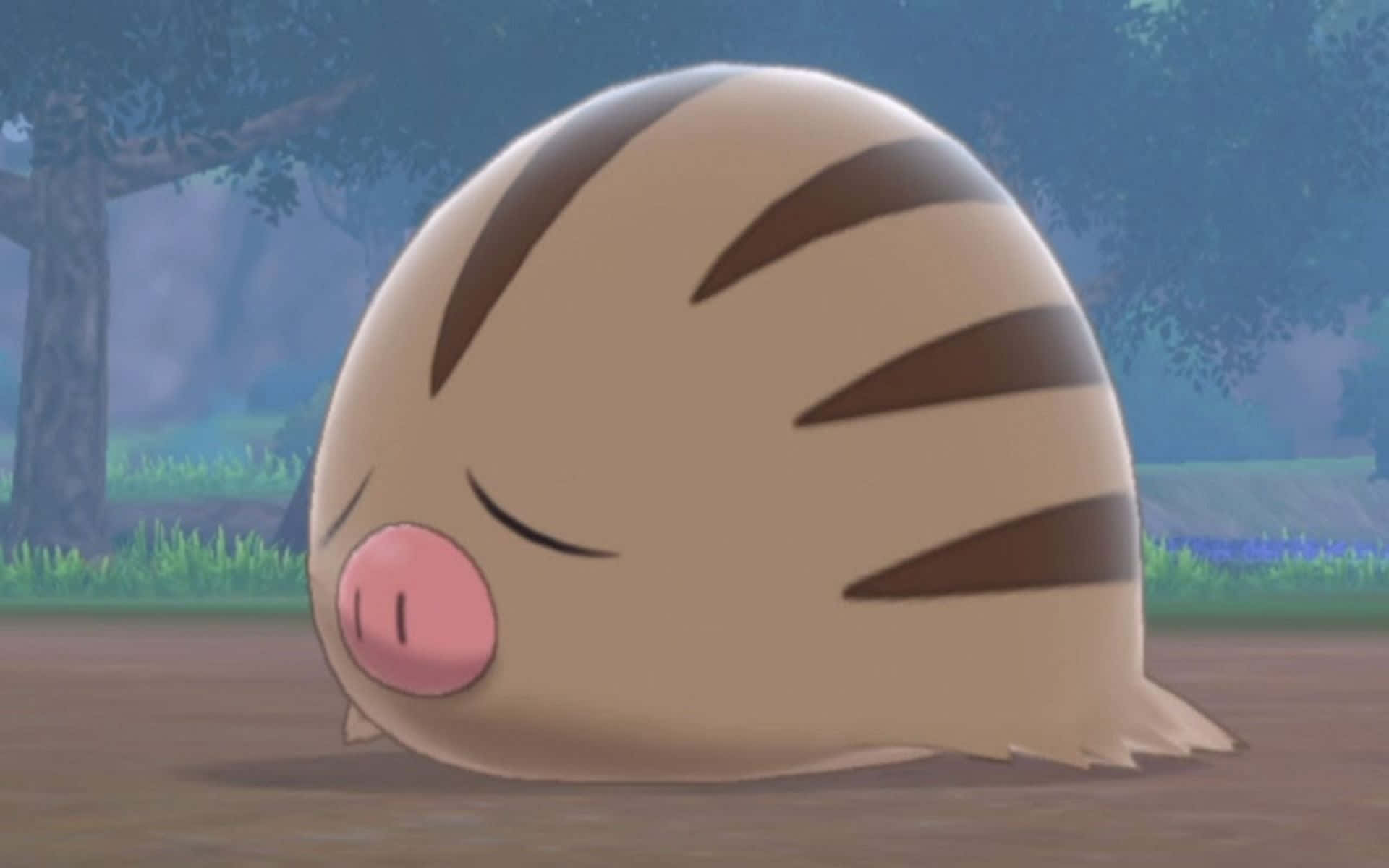 Swinub, brown stripes, forest path, Full HD Desktop Wallpaper