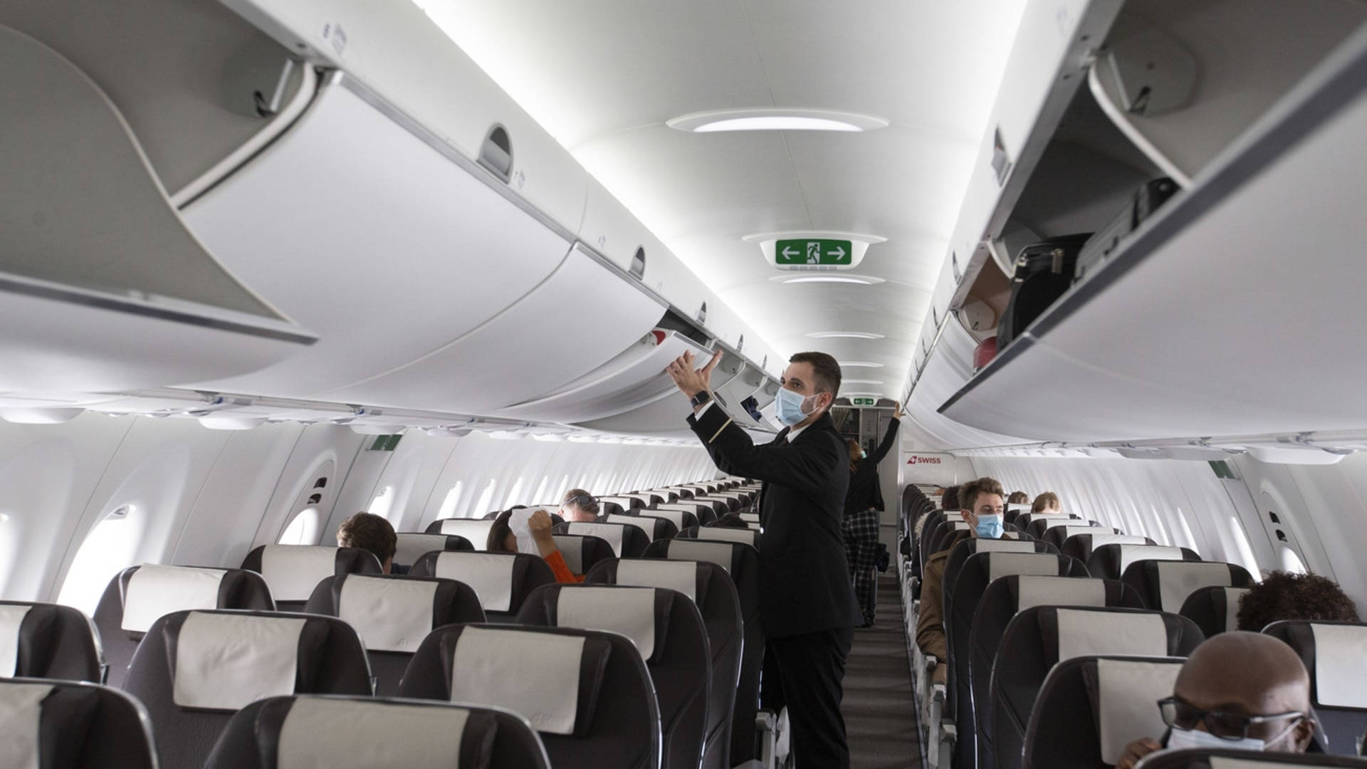 Swiss Airlines, cabin crew, mask, Full HD Desktop Wallpaper
