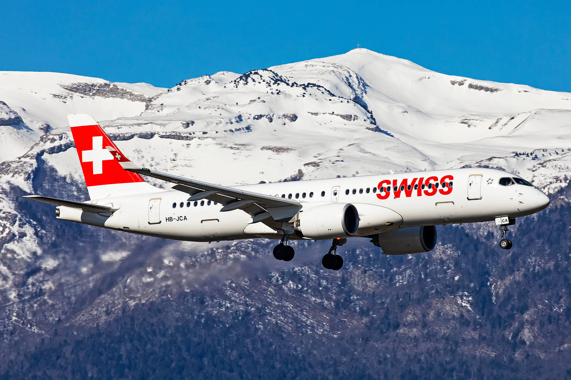 Swiss Airlines, airplane, mountains, Full HD Desktop Wallpaper