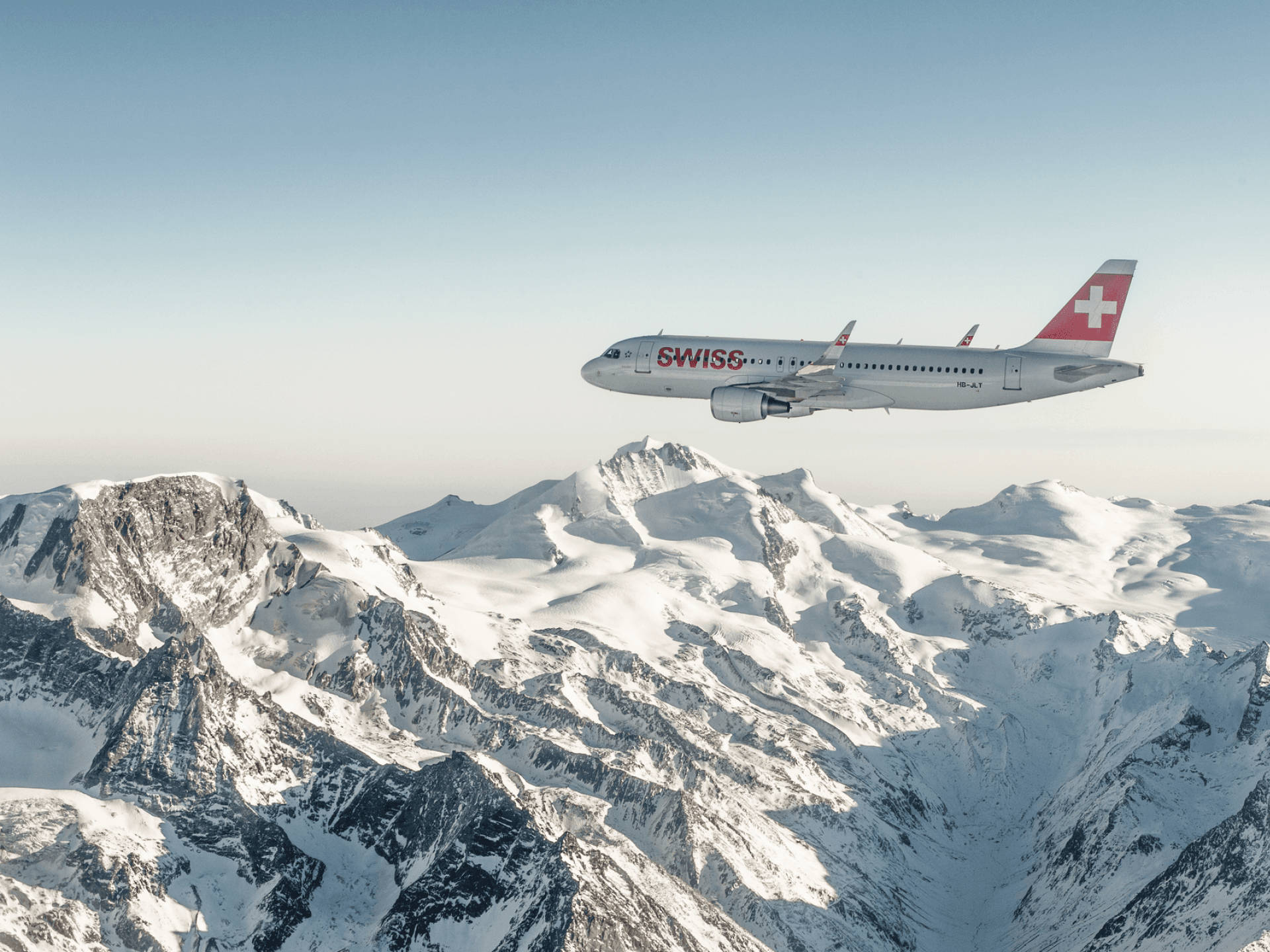 Swiss Airlines, aircraft, snow mountain, Full HD Desktop Wallpaper