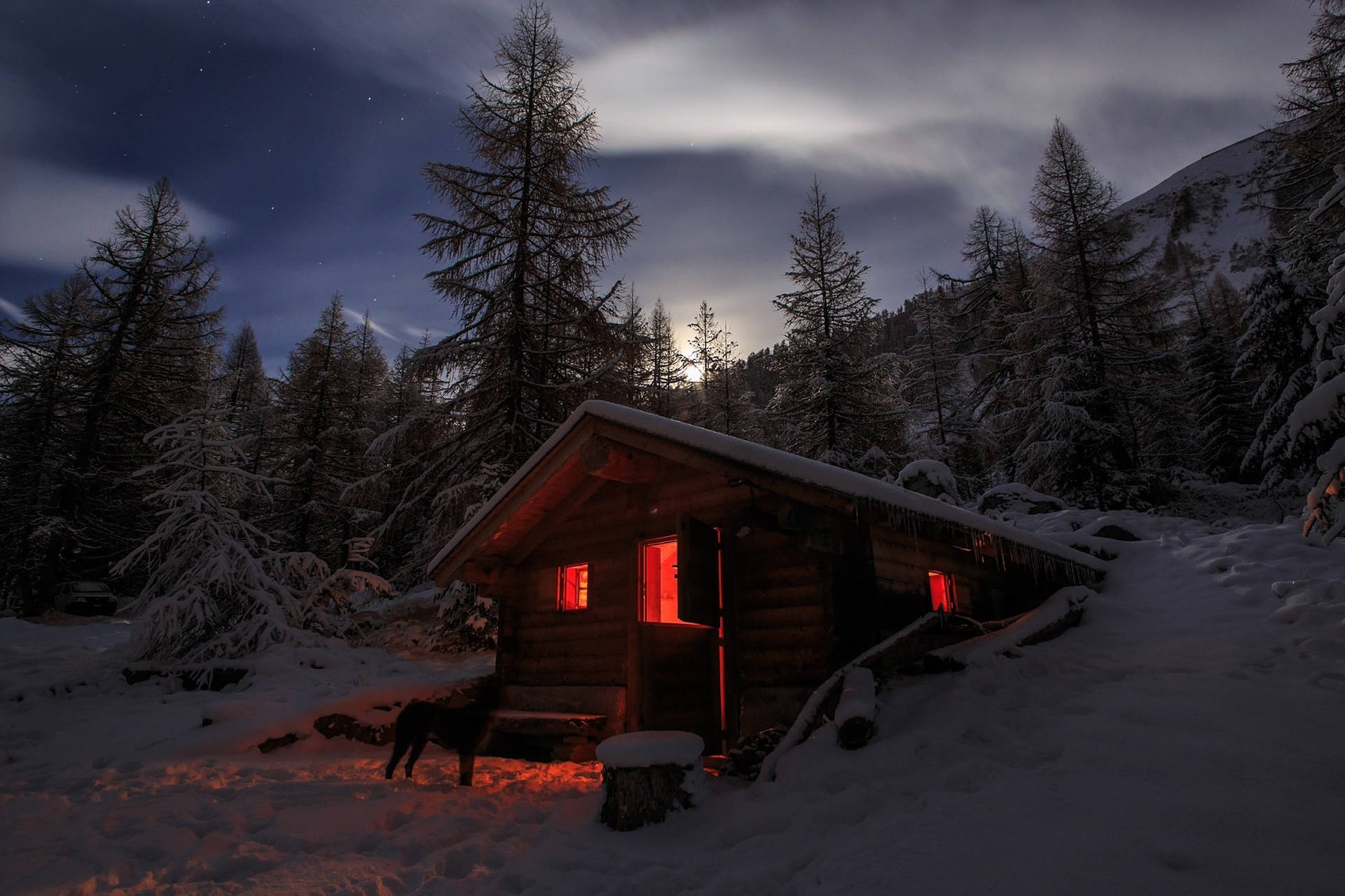 Swiss Alps, cabin, wooden cabin, Full HD Desktop Wallpaper