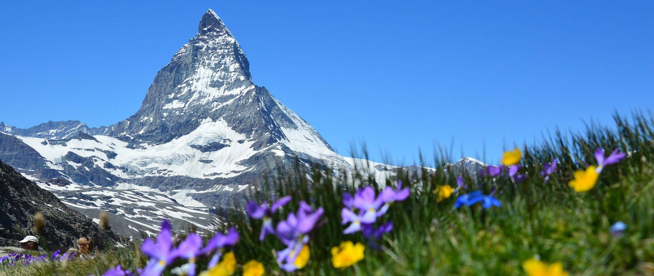 Swiss Alps, snow-capped mountain peak, clear blue sky, Full HD Desktop Wallpaper