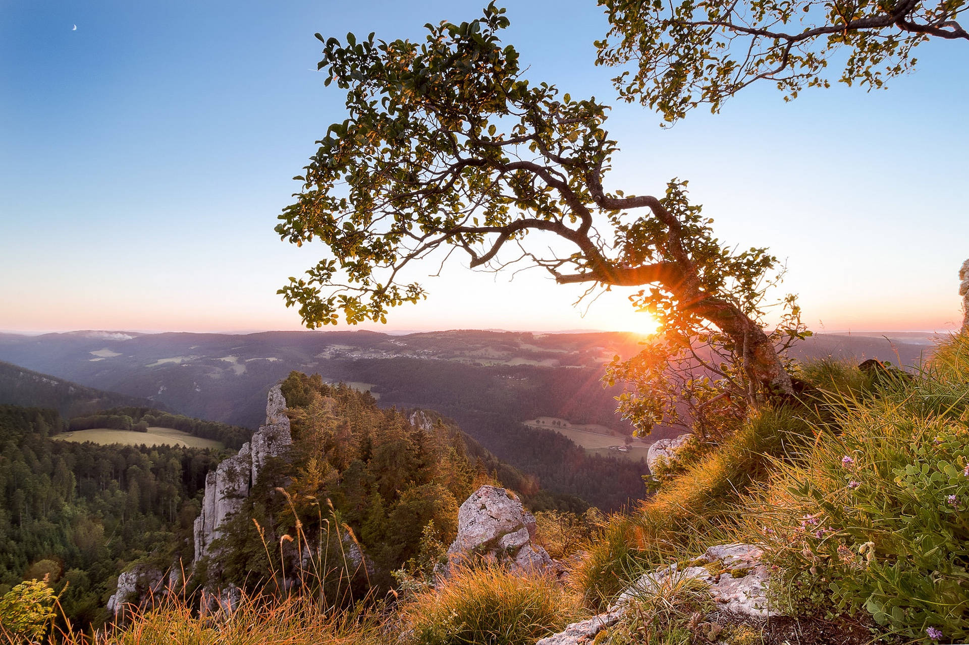 Swiss Alps, sunset, golden light, Full HD Desktop Wallpaper